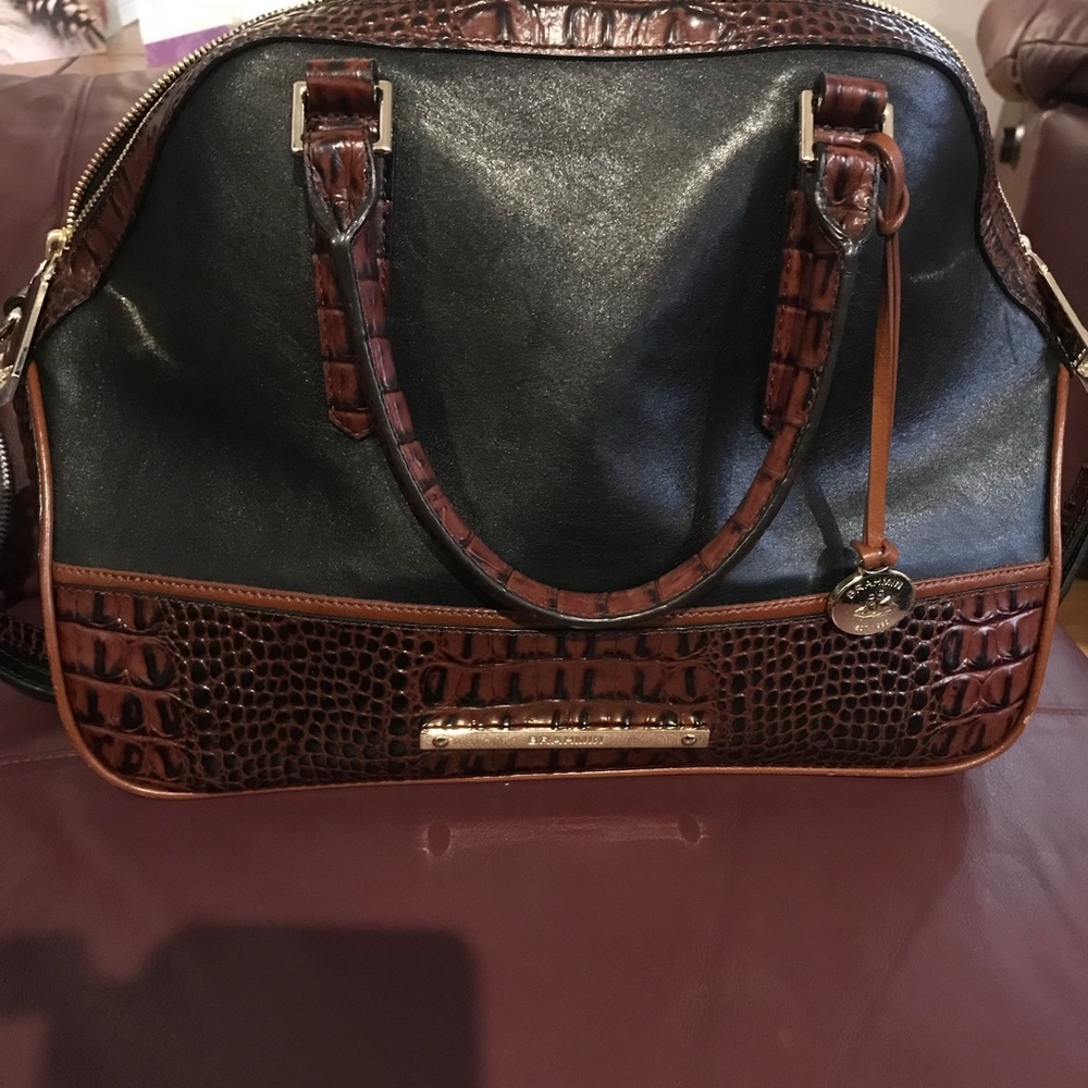 Brahmin Hudson Black Leather & Pecan